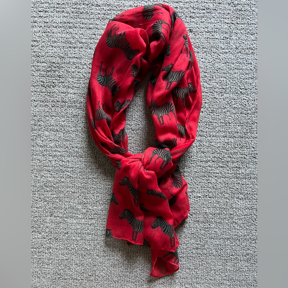 Red Scarf with Zebras